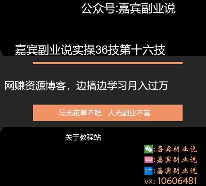 嘉宾副业说实操36技第十六技：网赚资源博客，边搞边学习月入过万松鼠智库-松鼠智库