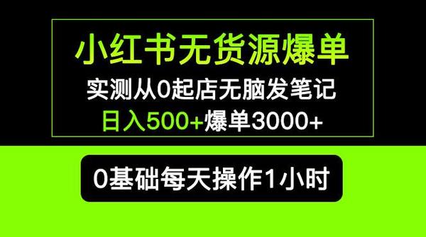 小红书无货源爆单 实测从0起店无脑发笔记 日入500+爆单3000+长期项目可多店松鼠智库-松鼠智库