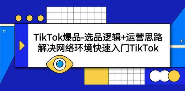 TikTok爆品-选品逻辑+运营思路：解决网络环境快速入门TikTok松鼠智库-松鼠智库