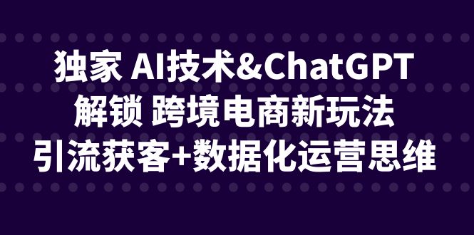 独家AI技术ChatGPT解锁 跨境电商新玩法，引流获客+数据化运营思维松鼠智库-松鼠智库