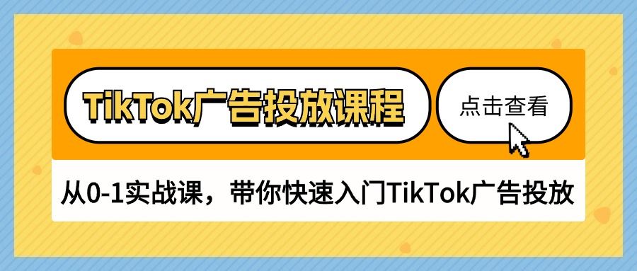 TikTok广告投放课程，从0-1实战课，带你快速入门TikTok广告投放（30节课）